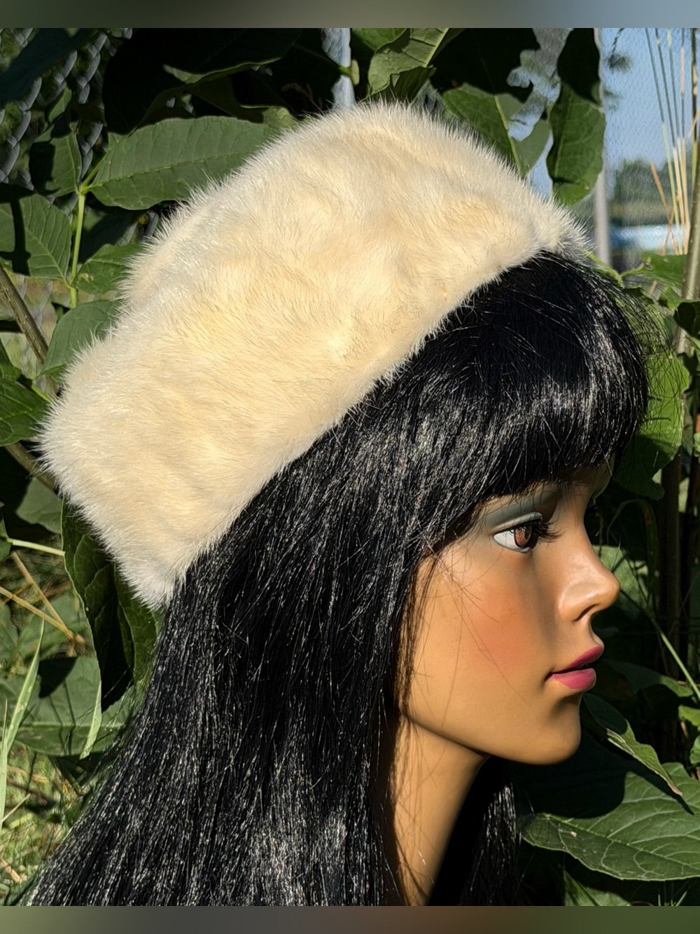 Vintage MINK PILLBOX HAT 1960s Ivory Off White Round Classic Deborah Exclusive